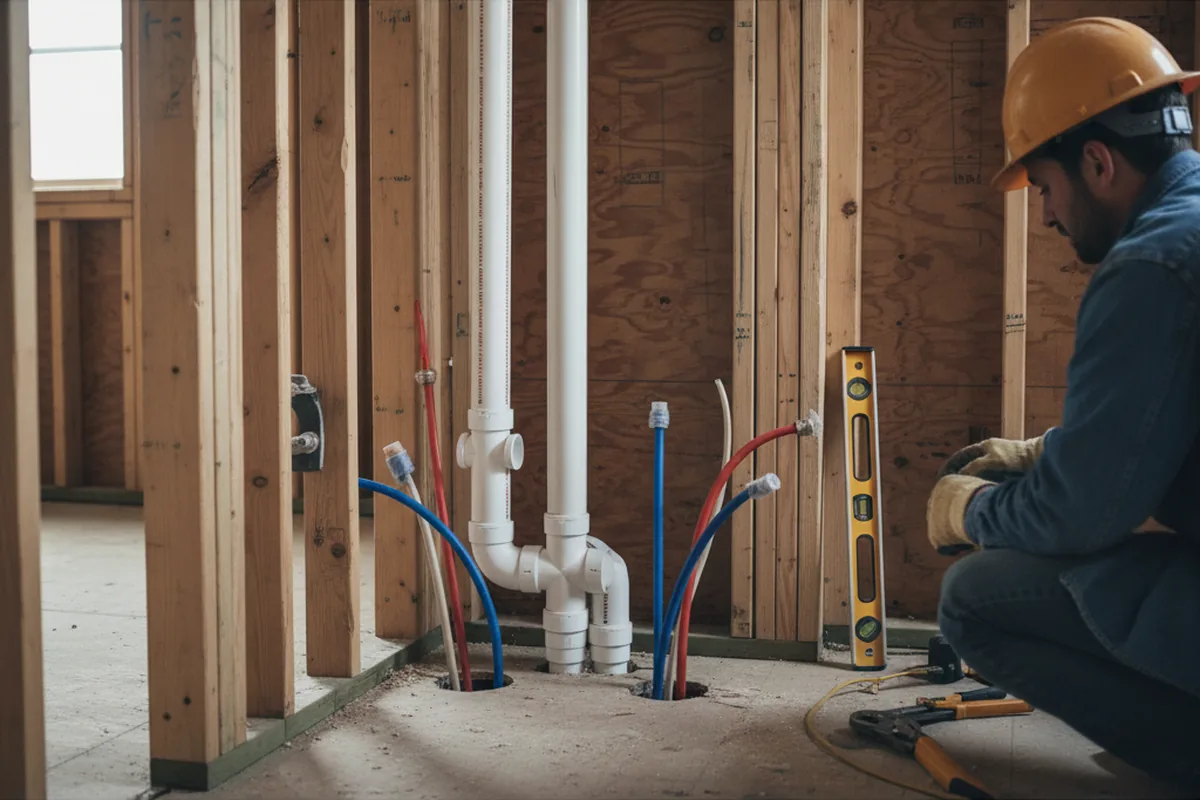 Drain and supply rough-in during Leak Detection in Kiowa
